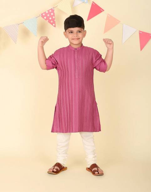 Boys Self Design Viscose Rayon Straight Kurta
