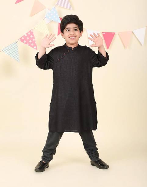 Boys Self Design Viscose Rayon A-line Kurta