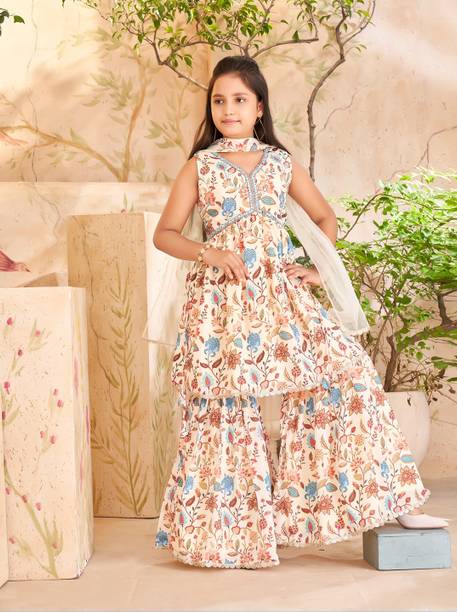 Girls Festive & Party Kurta and Sharara Set