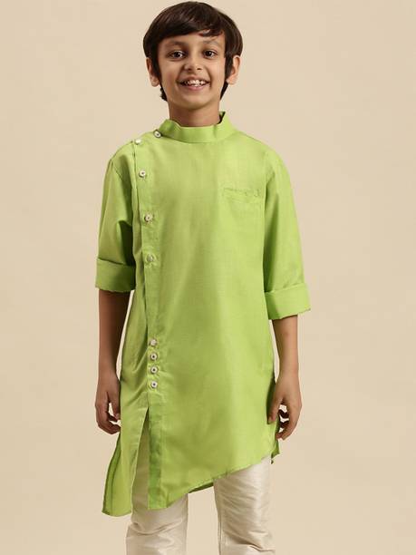 Boys Solid Pure Cotton Straight Kurta
