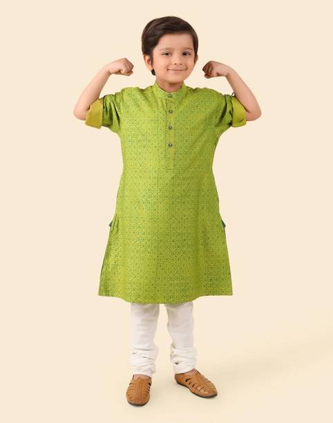 Boys Printed Viscose Rayon A-line Kurta
