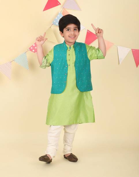 Pack of 2 Boys Abstract Viscose Rayon A-line Kurta