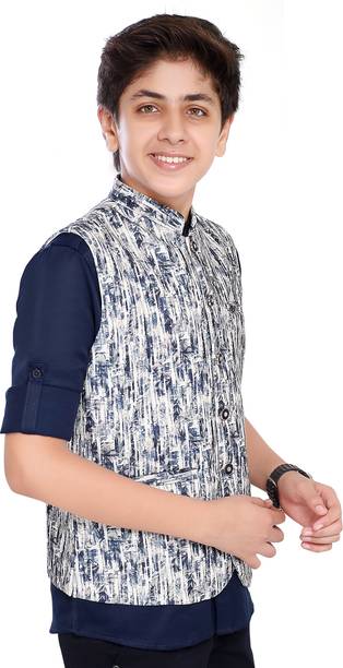 Boys Printed Nehru Jacket