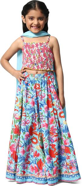 Girls Lehenga Choli Ethnic Wear Floral Print Lehenga, C...