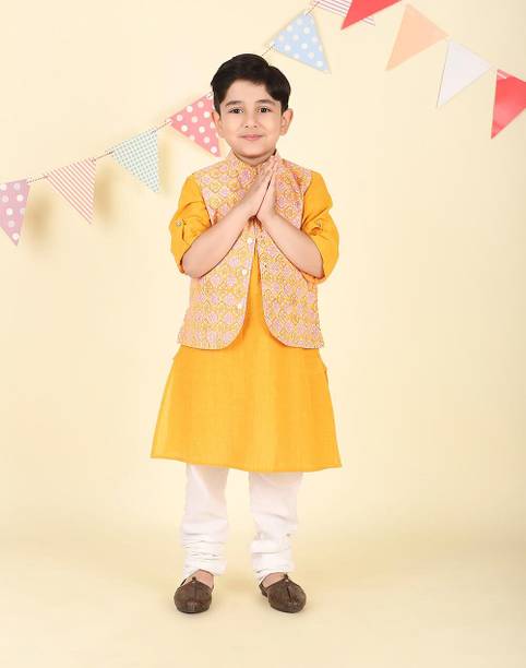 Pack of 2 Boys Printed Pure Cotton Straight Kurta