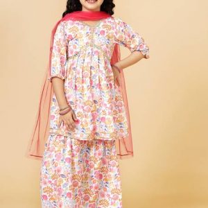 Baby Girls Festive & Party Kurta, Pyjama & Dupatta Set