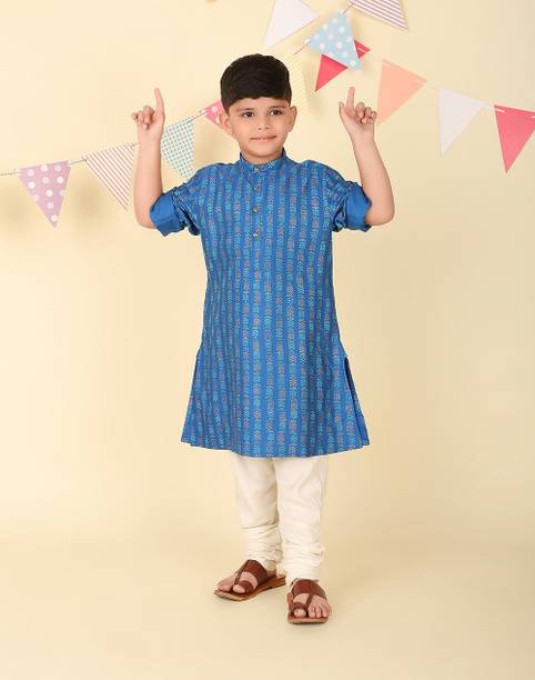 Boys Printed Viscose Rayon A-line Kurta