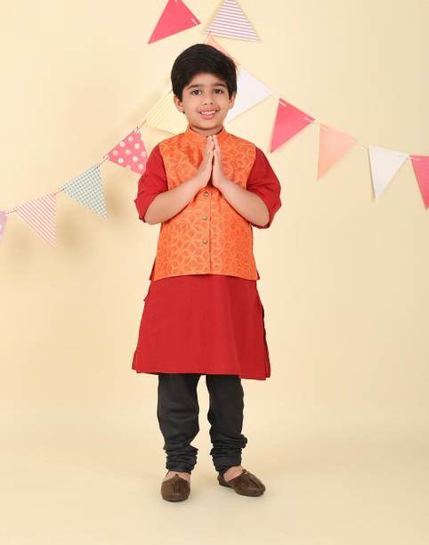 Pack of 2 Boys Printed Pure Cotton A-line Kurta