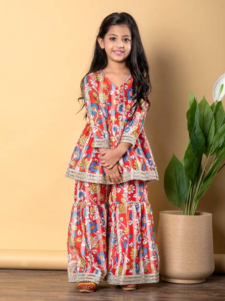 Girls Festive & Party Kurta and Sharara Set
