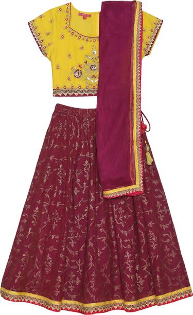 Indi Girls Lehenga Choli Ethnic Wear Solid Lehenga Chol...