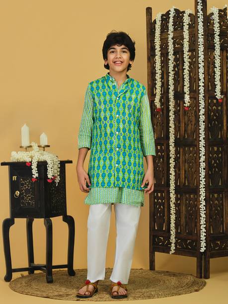 Boys Festive & Party Kurta, Waistcoat and Pyjama Set