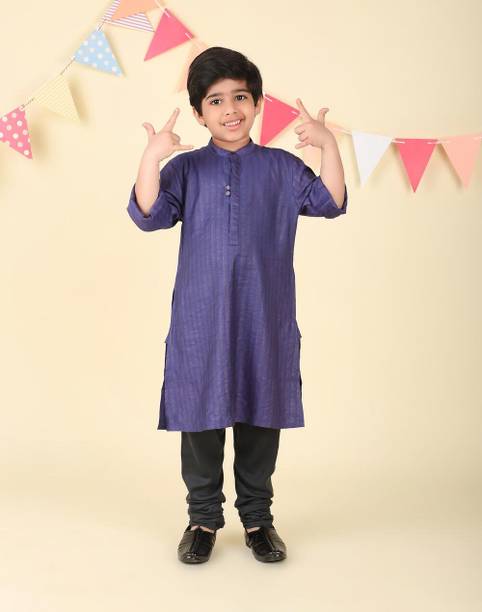 Boys Woven Design Viscose Rayon A-line Kurta