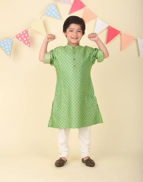 Boys Printed Viscose Rayon A-line Kurta