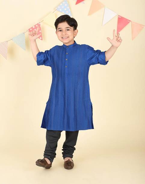 Boys Woven Design Viscose Rayon Straight Kurta