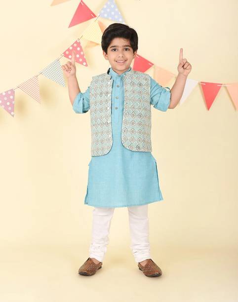 Pack of 2 Boys Printed Pure Cotton Straight Kurta