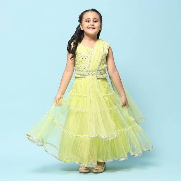 Girls Lehenga Choli Ethnic Wear Solid Lehenga Choli