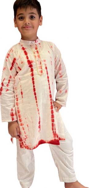 Boys Printed Cotton Blend Straight Kurta