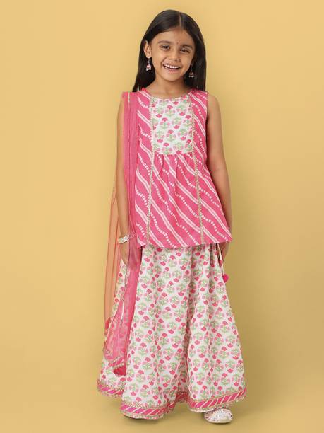 Girls Festive & Party Kurta and Skirt Set