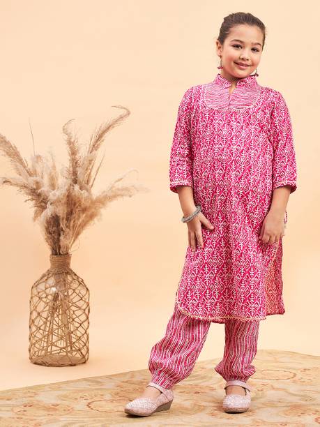 Girls Festive & Party Kurta and Pyjama Set