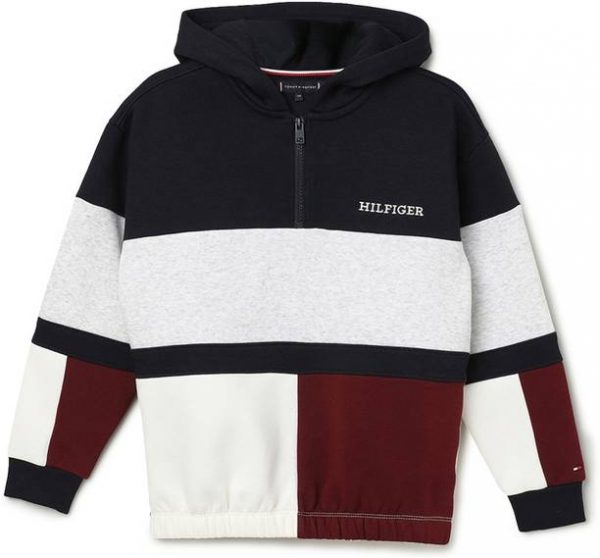 Boys Full Sleeve Color Block Hooded Sweatshirt