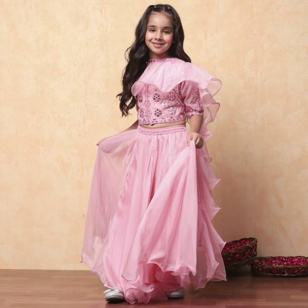 Girls Lehenga Choli Ethnic Wear Solid Lehenga Choli