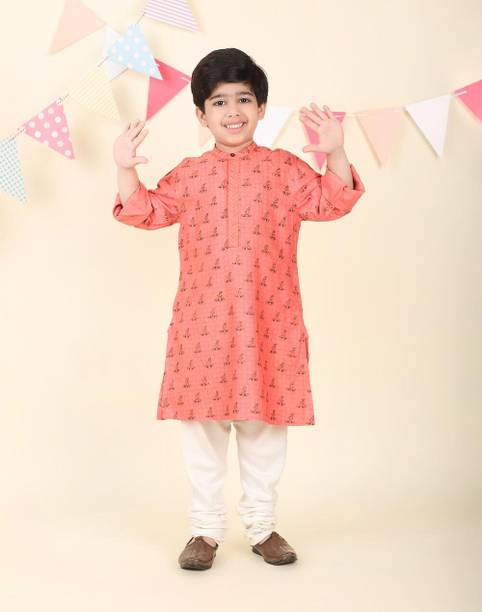Boys Printed Viscose Rayon A-line Kurta