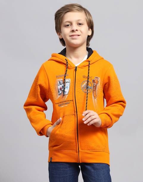 Boys Full Sleeve Printed Hooded Sweatshirt
