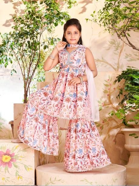Girls Festive & Party Kurta and Sharara Set