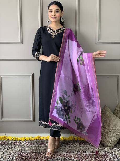 Embroidered Kurta, Trouser/Pant & Dupatta Set
