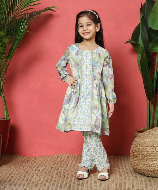 Girls Festive & Party Kurta and Pyjama Set