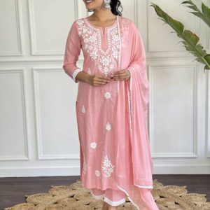 Self Design Kurta, Trouser/Pant & Dupatta Set