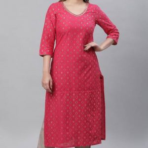 Women Geometric Print Pure Cotton Straight Kurta