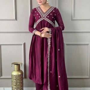 Self Design Kurta, Trouser/Pant & Dupatta Set