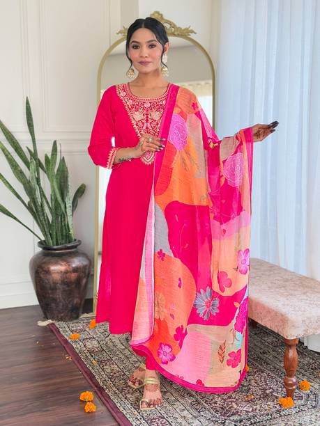 Embroidered Kurta, Trouser/Pant & Dupatta Set