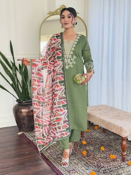 Embroidered Kurta, Trouser/Pant & Dupatta Set