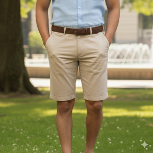Beige Chambray Shorts