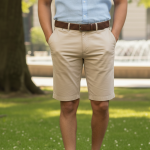 Beige Chambray Shorts