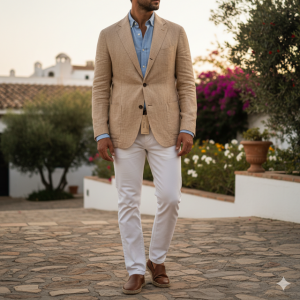 Beige Linen Blazer