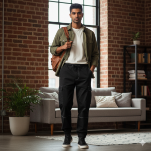 Black Cargo Utility Pants