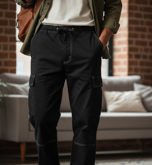 Black Cargo Utility Pants - Image 2