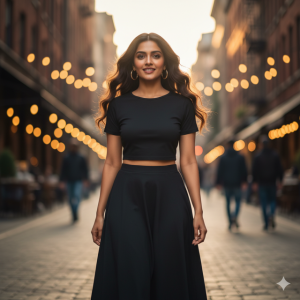 Black Crop & Skirt Set