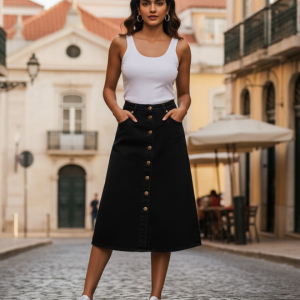 Black Denim Skirt