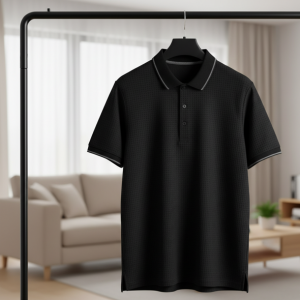Black Micro Print Polo
