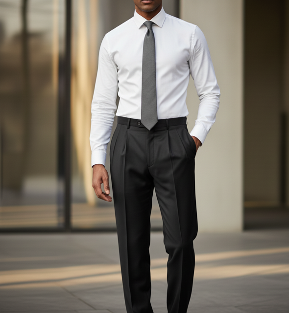 Black Pleated Formal Trousers