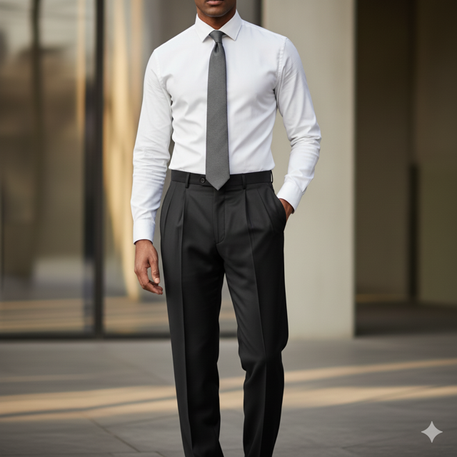 Black Pleated Formal Trousers