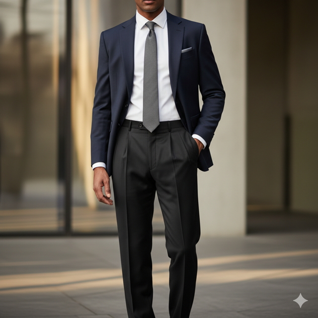 Black Pleated Formal Trousers - Image 3