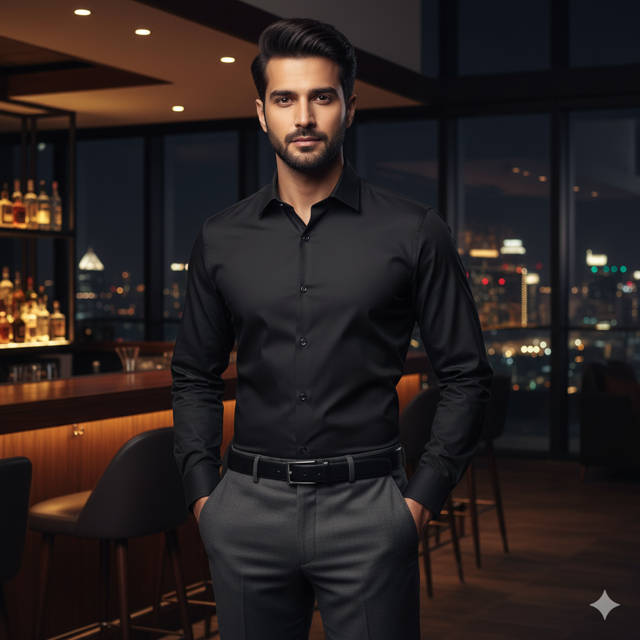 Black Slim Fit Formal Shirt