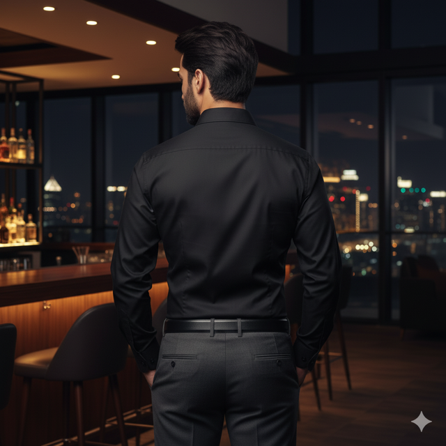 Black Slim Fit Formal Shirt - Image 2