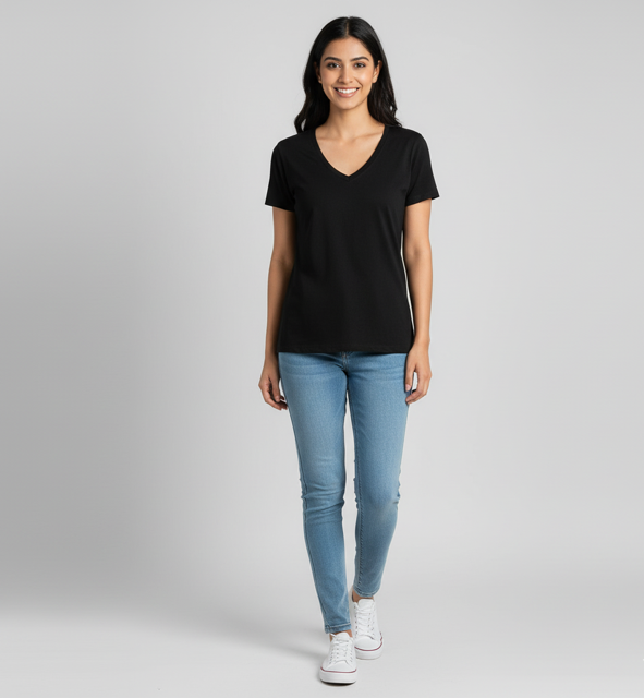 Black V-Neck Essential Tee