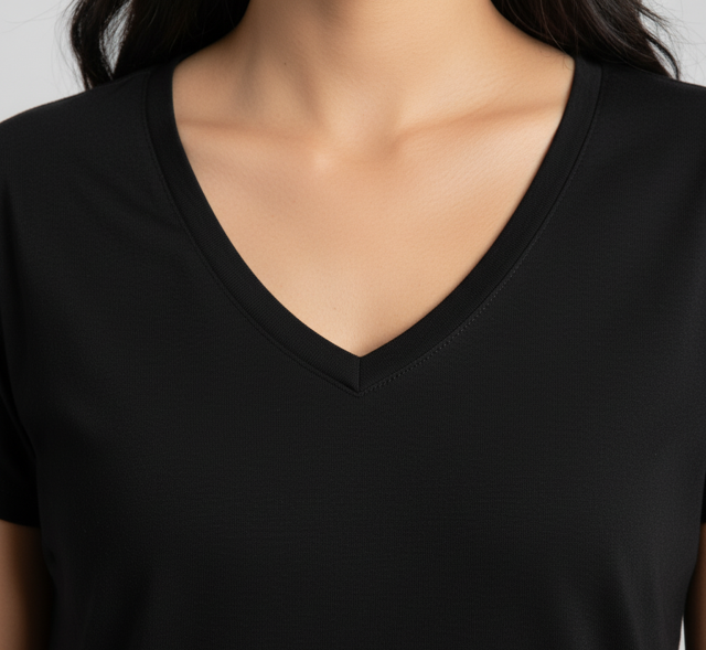 Black V-Neck Essential Tee - Image 4